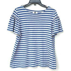 Anthropologie Lili’s Closet Striped Ruffle Flare Sleeve Top Cotton Small
